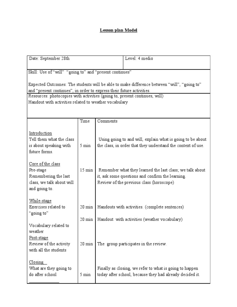 Future Tense Lesson Plan for Students | PDF