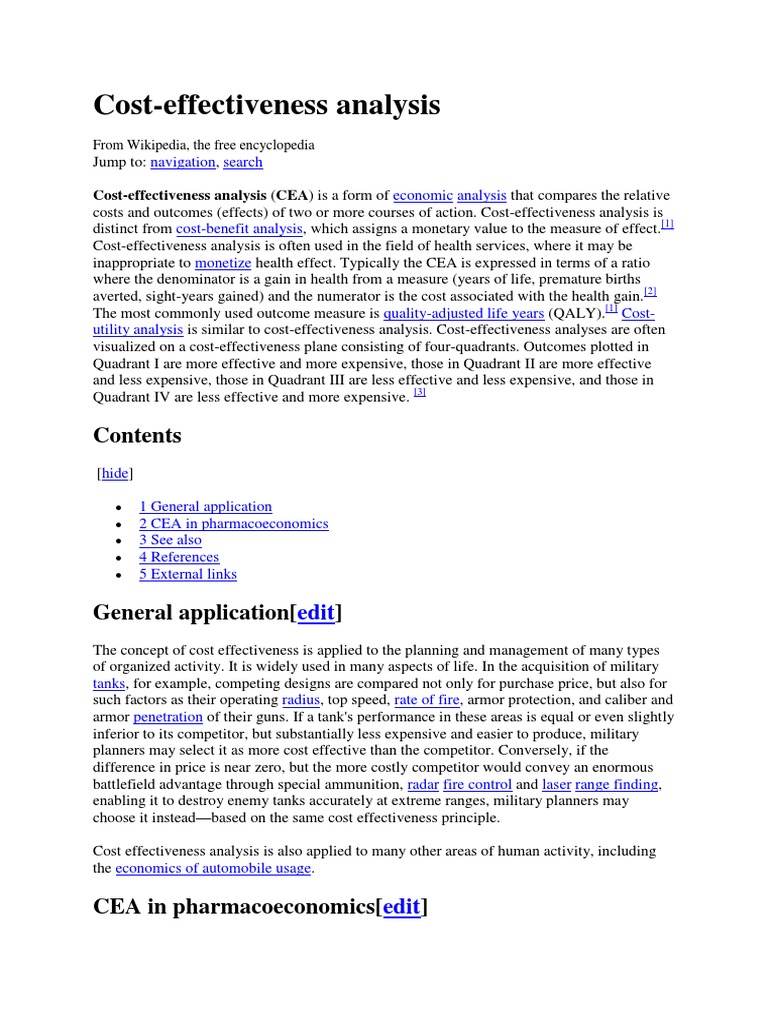 Cost Effective Analysis | PDF | Cost Effectiveness Analysis | Health Care