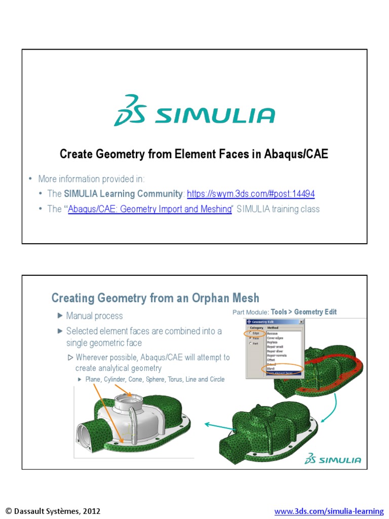 Create Geometry from Orphan Mesh in Abaqus | PDF