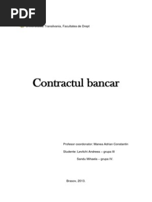 Contractul Bancar