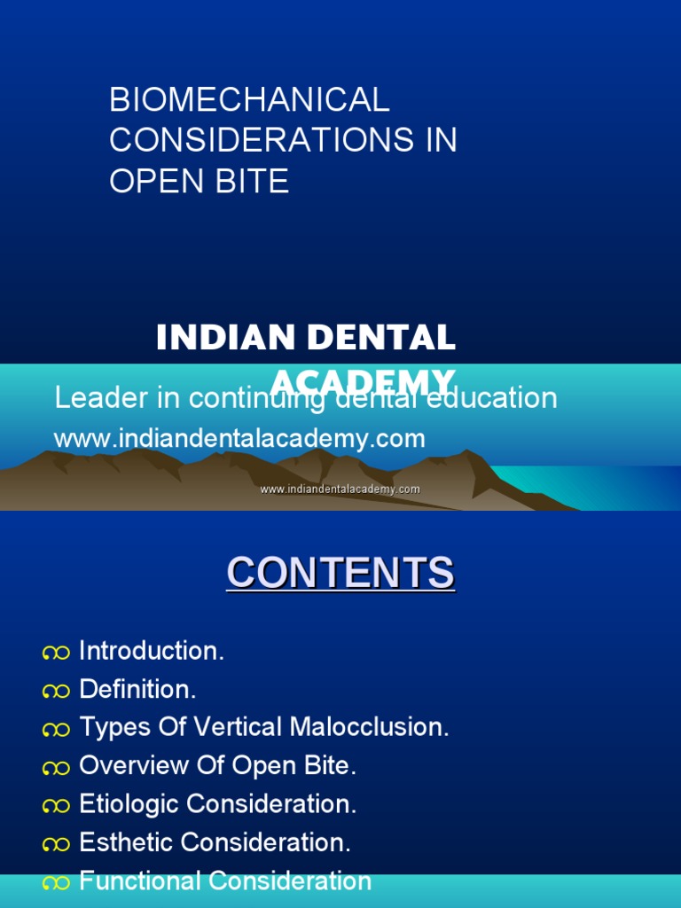 Biomechanical Consideration in OpenbiteOrtho / Orthodontic Courses by