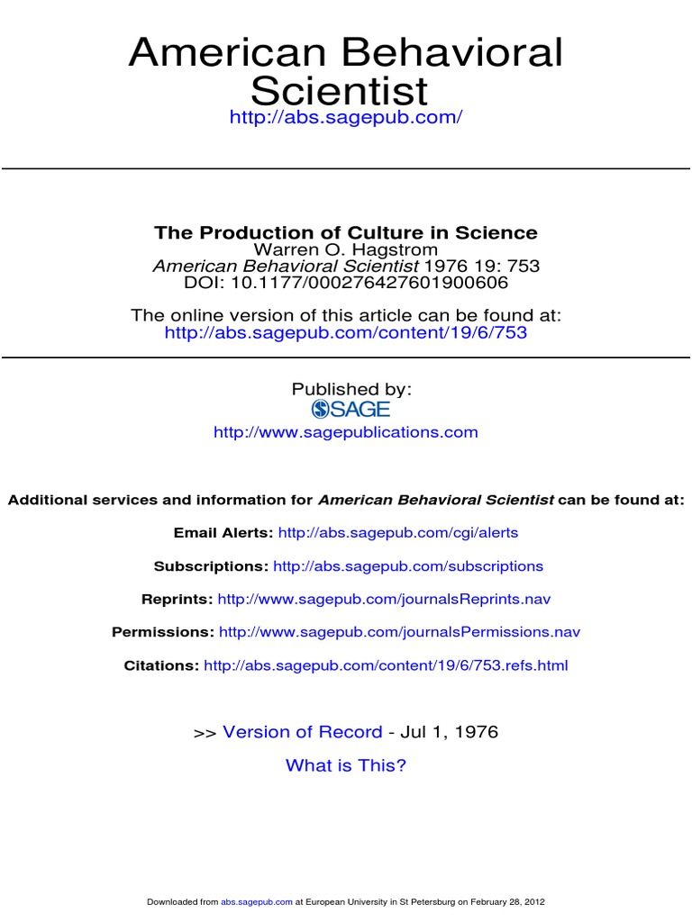 American Behavioral Scientist 1976 Hagstrom 753 68 | PDF | Paradigm ...