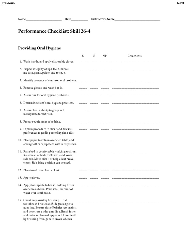 Oral Care Checklist Shower Bathroom