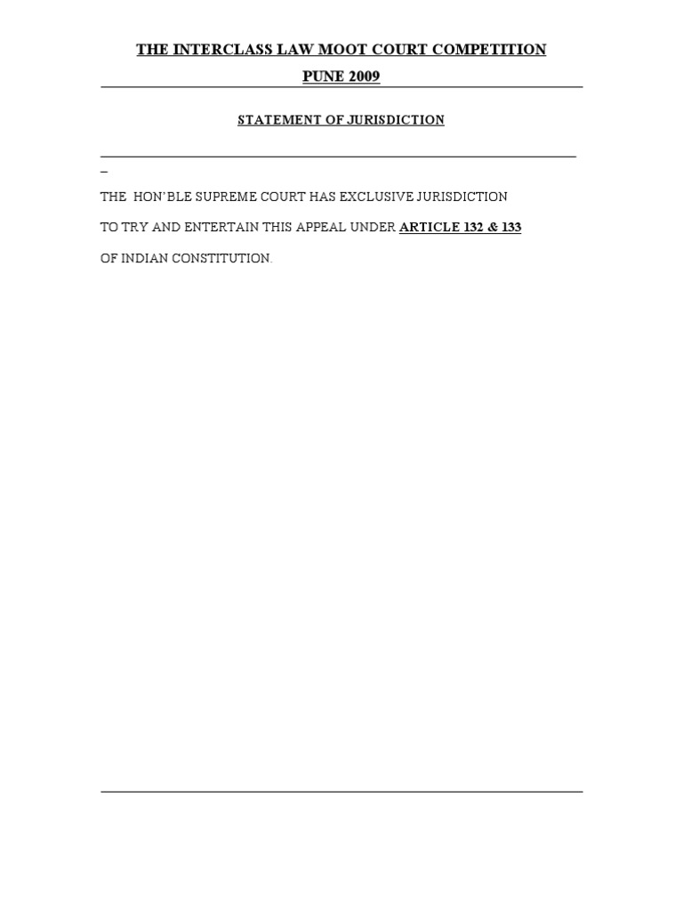 Statement of Jurisdiction Breach Of Contract Damages