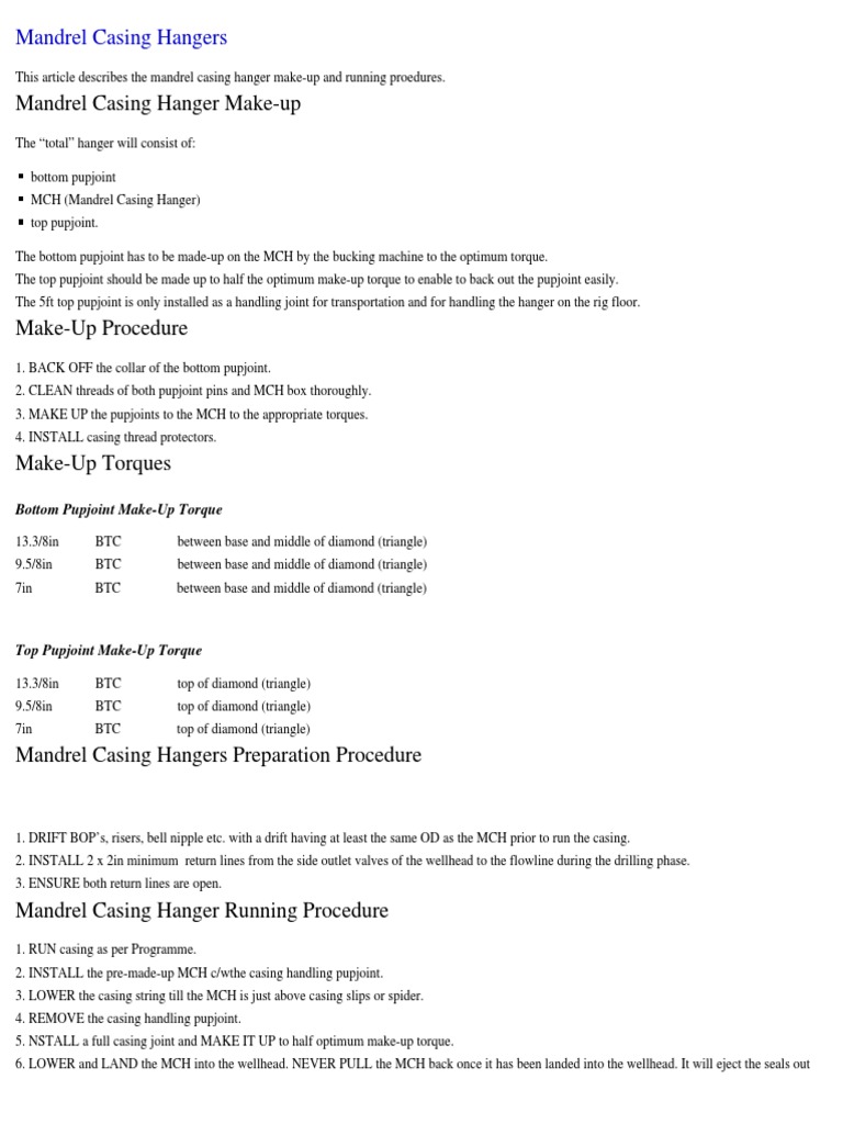 Mandrel Casing Hangers Casing (Borehole) Diamond