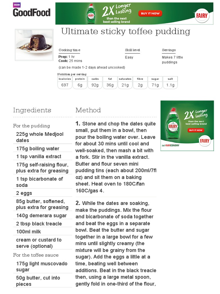 Ultimate Sticky Toffee Pudding BBC Good Food PDF Pudding Foods