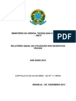 Gestiona Relatório Anual Incentivos- Fiscais MCTI 2012