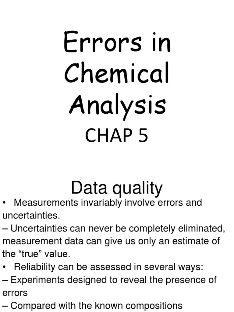 Chap5 Errors of Chemical Analysis Accuracy And Precision