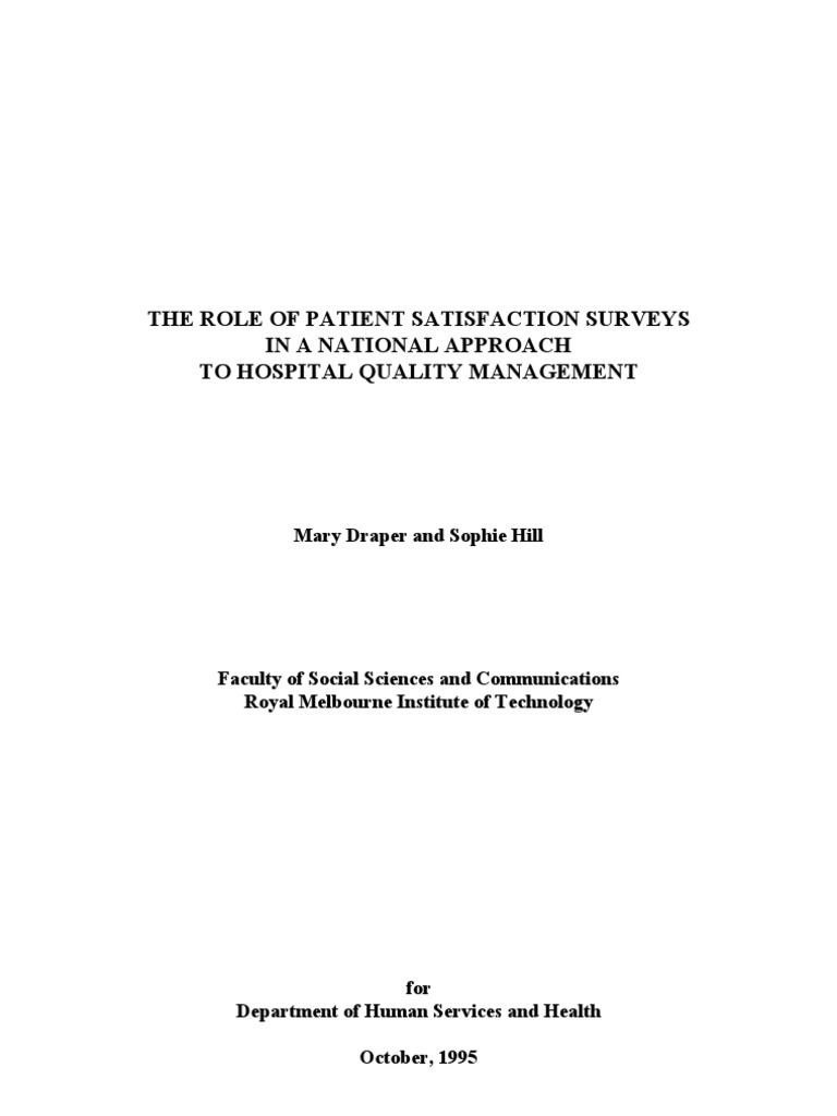 The Role of Patient Satisfaction Surveys in A National Approach | PDF ...