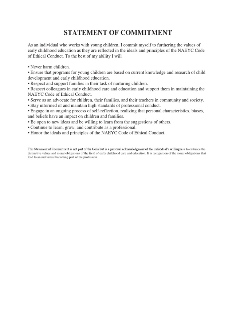 Statement of Commitment | PDF | Wellness