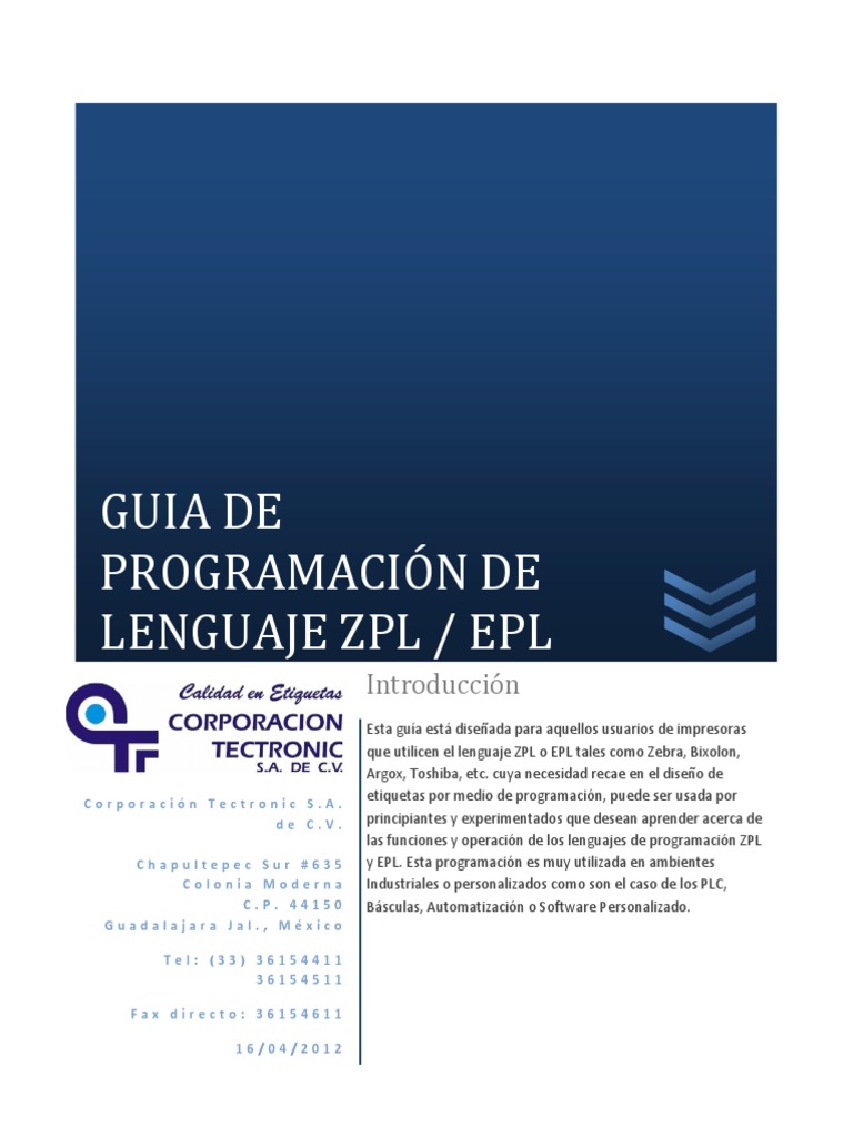 Guía de Programación ZPL/EPL | PDF | Lenguaje de programación | Ascii