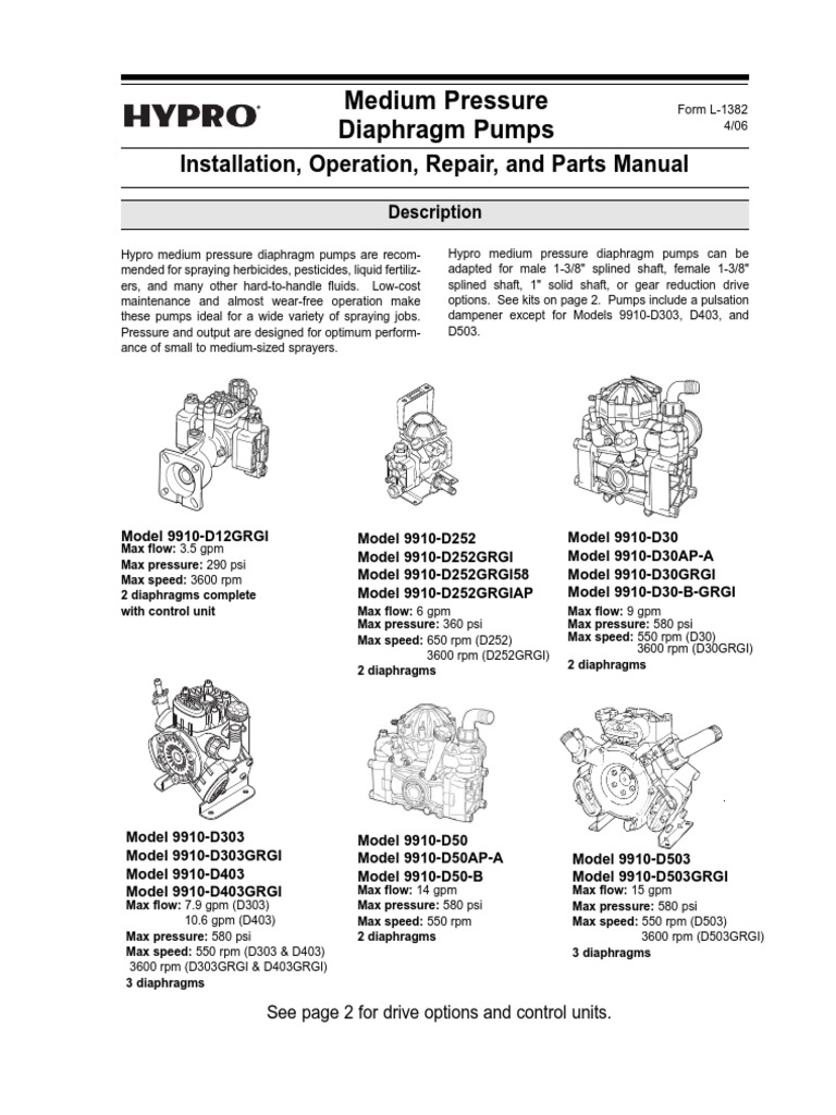 Hypro D50 Service Manual PDF Valve Pump