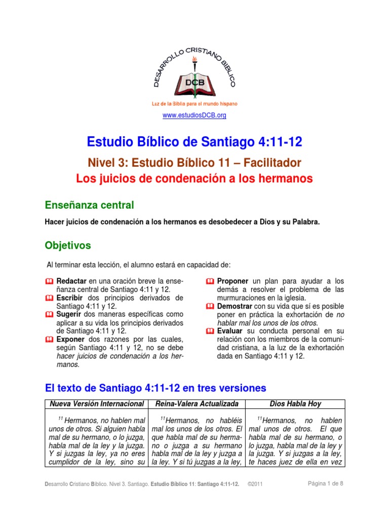 Estudio Biblico Santiago 4 11 | PDF | Mal | Biblia