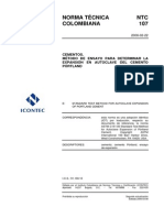 NTC 107 Método para Determinar La Expansión en Autoclave Del Cemento Pórtland PDF