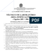 Opcoes 205 e 206 - Tecnico de Laboratorio - Area Edificacoes