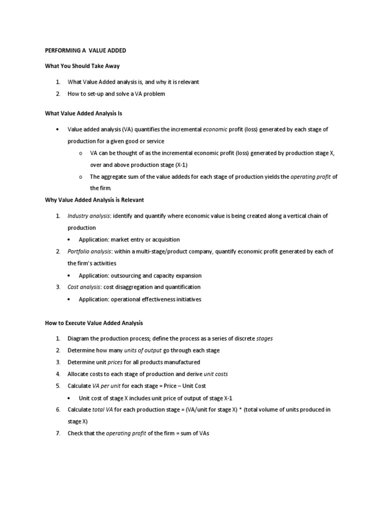 Value Added Analysis Guide | PDF | Semiconductor Device Fabrication ...