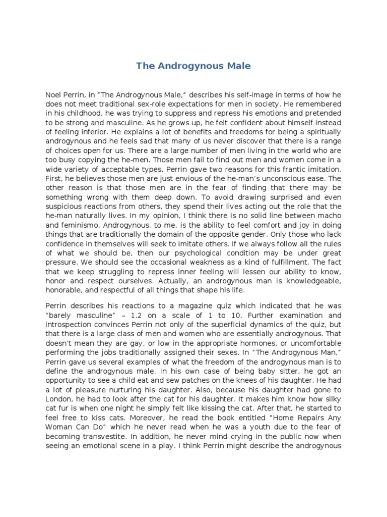 The Androgynous Male | PDF | Feeling | Gender Role