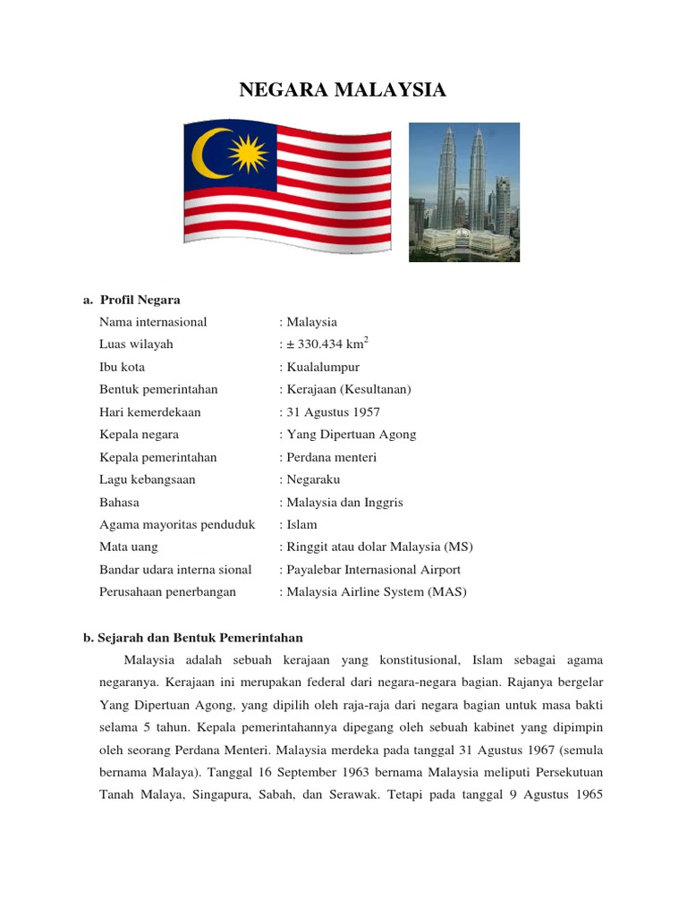 Bentuk Pemerintahan Resmi Malaysia Adalah
