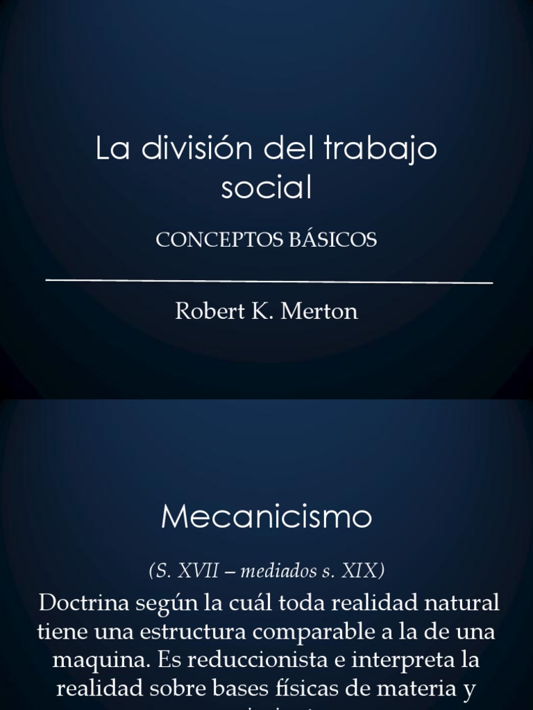 La División Del Trabajo Social de Durkheim Emile Durkheim Teorías filosóficas