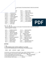 Prefixes, Suffixes, Word Formation Adjectives