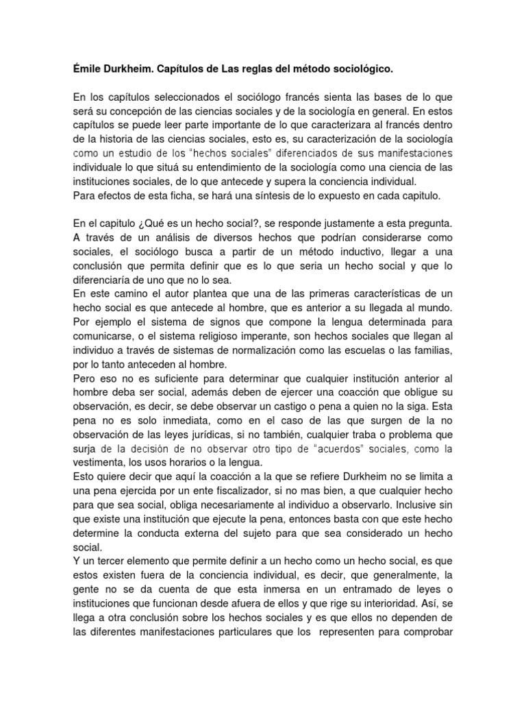 Las reglas del método sociológico reseña
