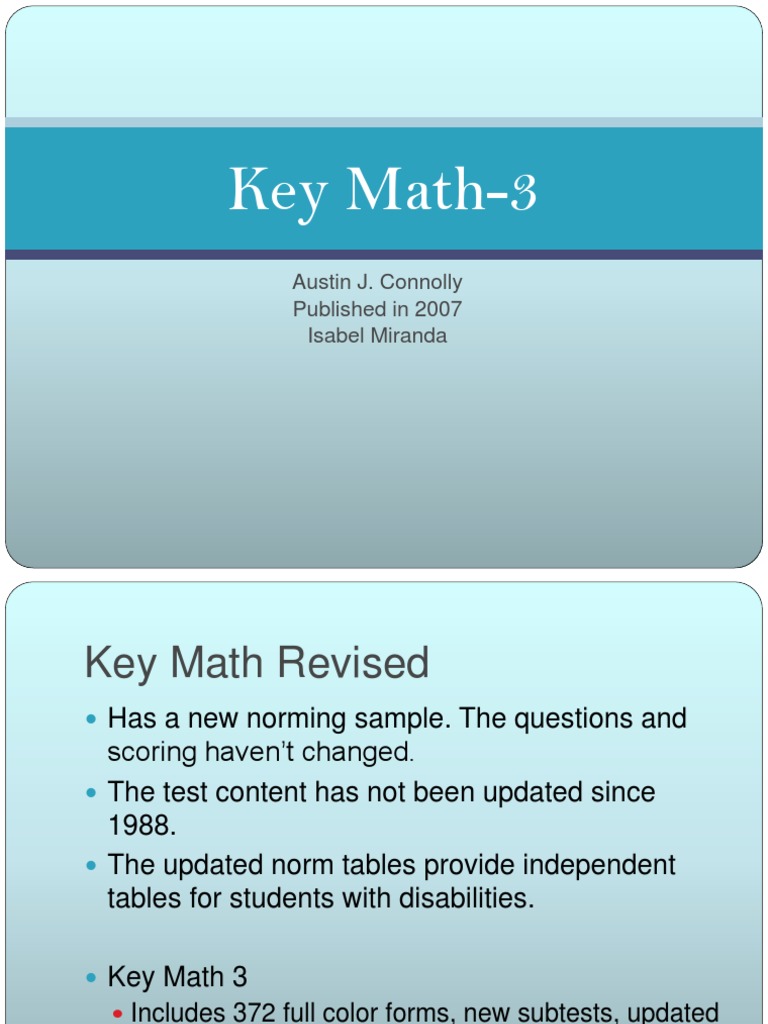 Key Math 3 Validity (Statistics) Teaching Mathematics