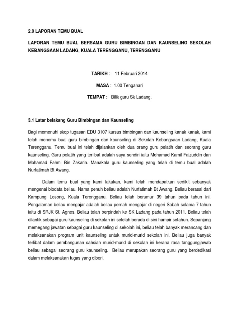 Laporan Temu Bual