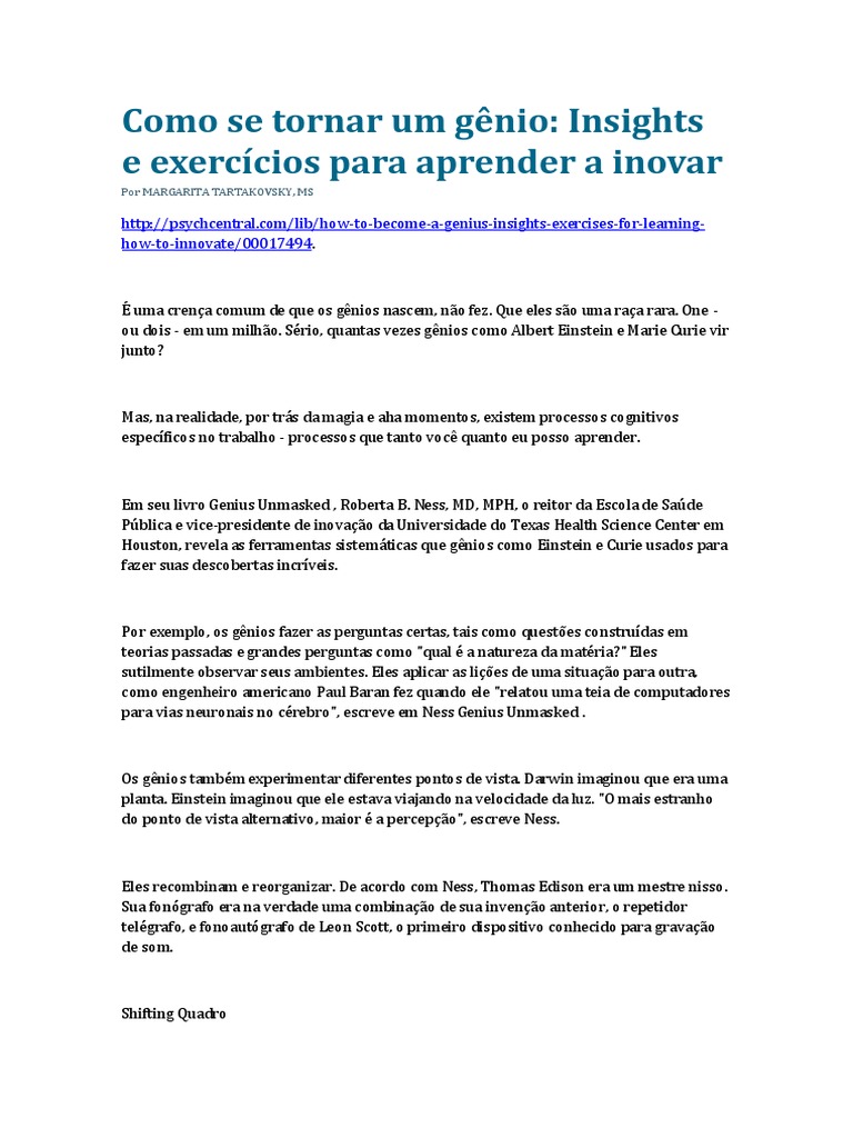 Como Se Tornar Um Gênio | PDF | Albert Einstein | Science