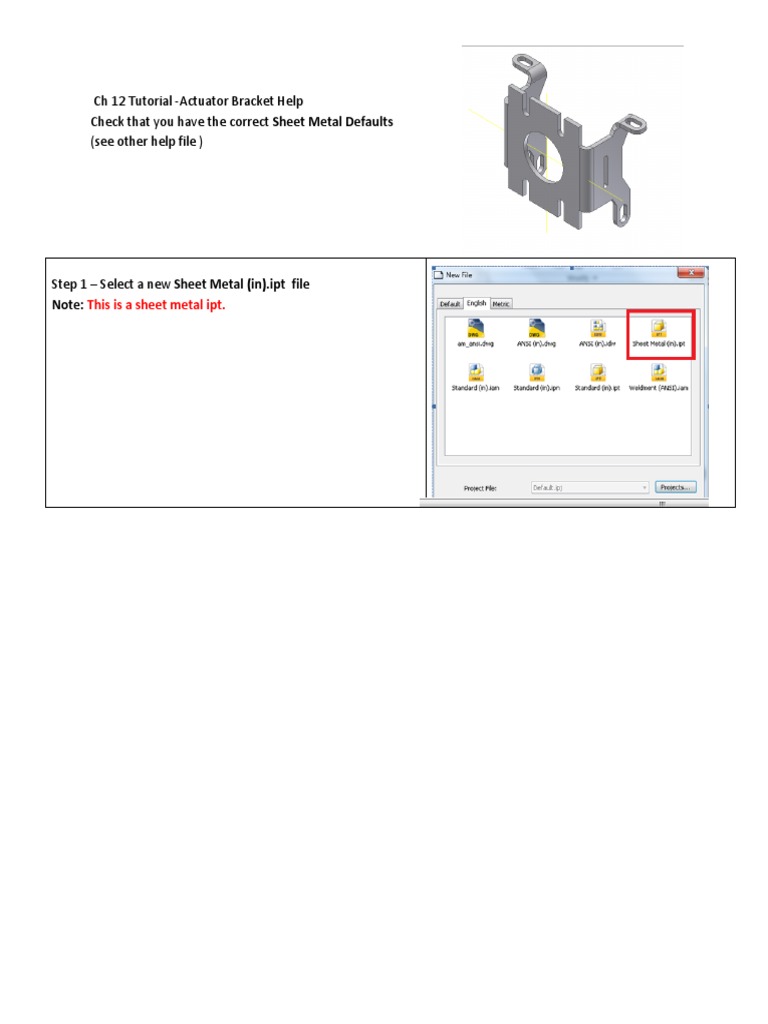 Actuator Bracket Sheet Metal Tutorial | PDF | Sheet Metal | Teaching ...