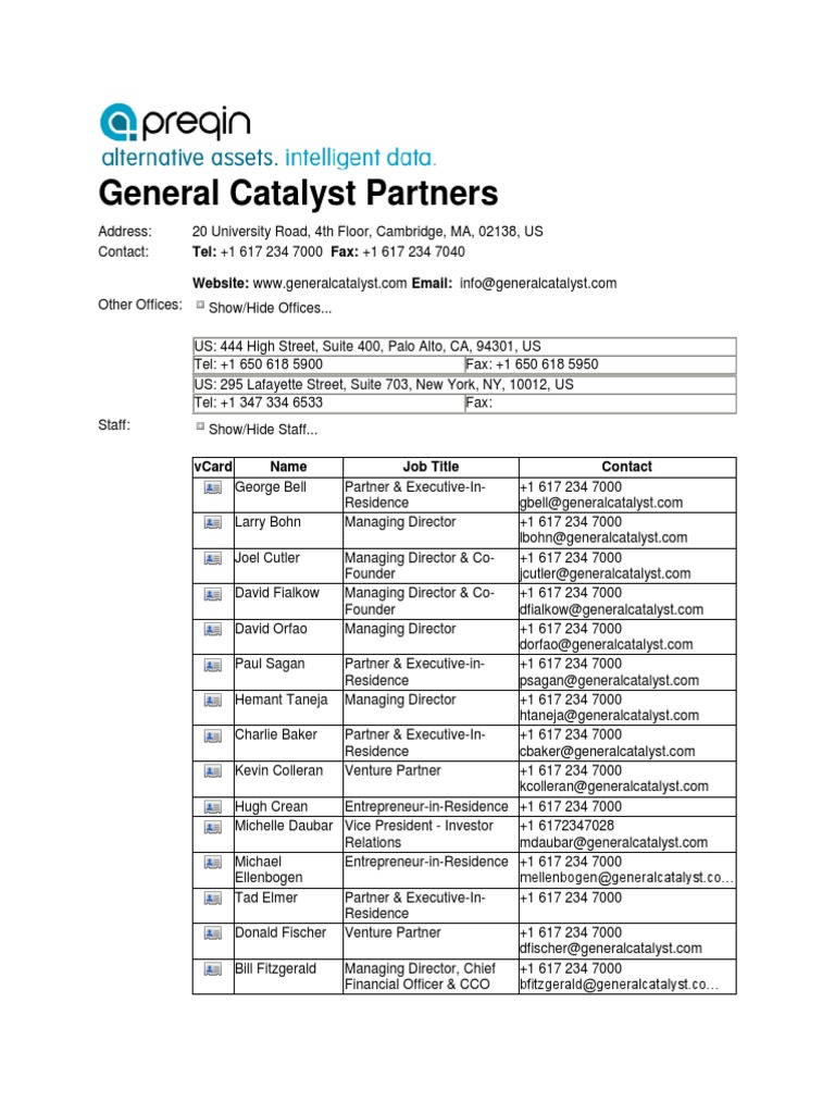 General Catalyst PDF Venture Capital Corporate Finance