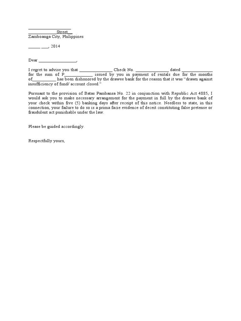 Demand Letter BP 22 PDF