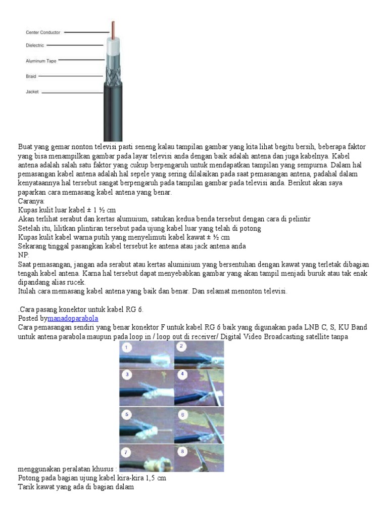  Cara  Memasang  Kabel Antena Yang  Benar 