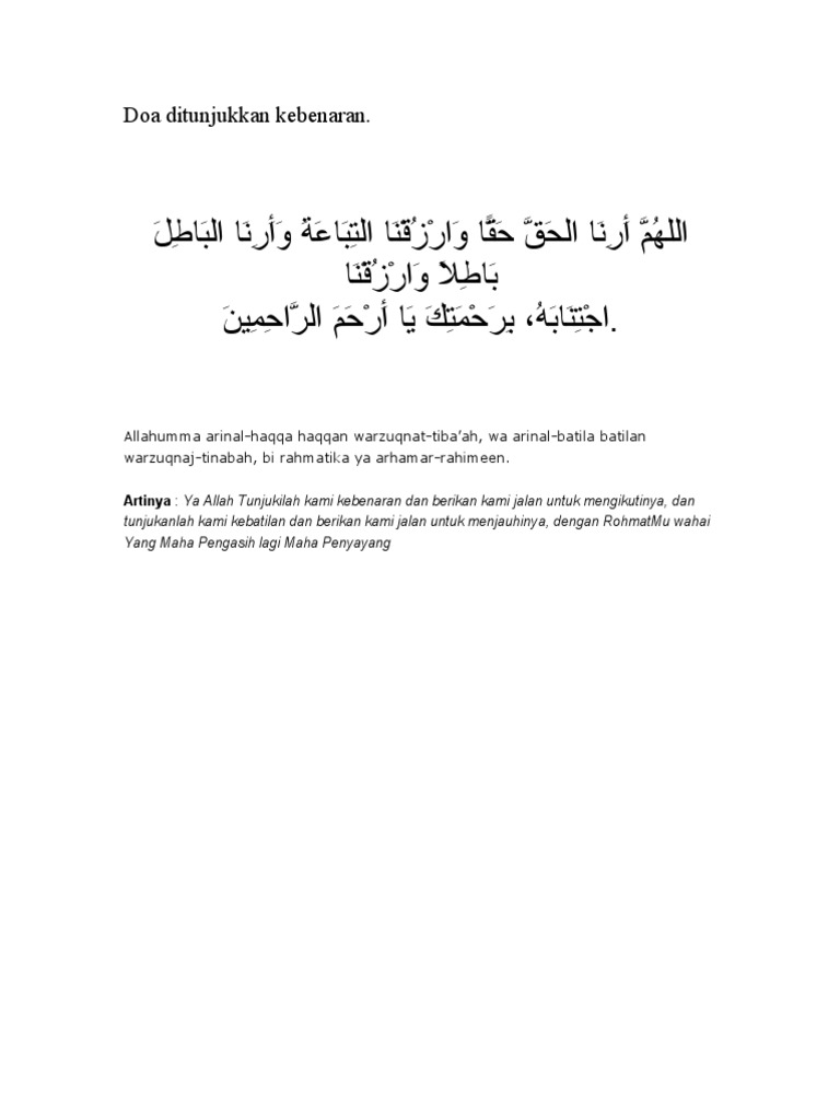Doa Ditunjukkan Kebenaran Pdf