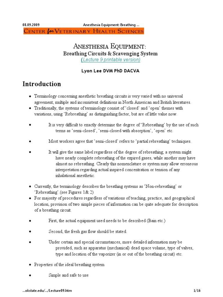 Anesthesia Equipment | PDF | Anesthesia | Breathing
