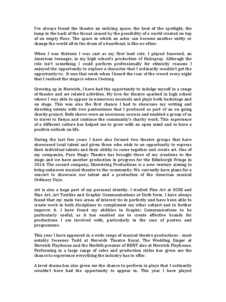 Music conservatoire personal statement examples image