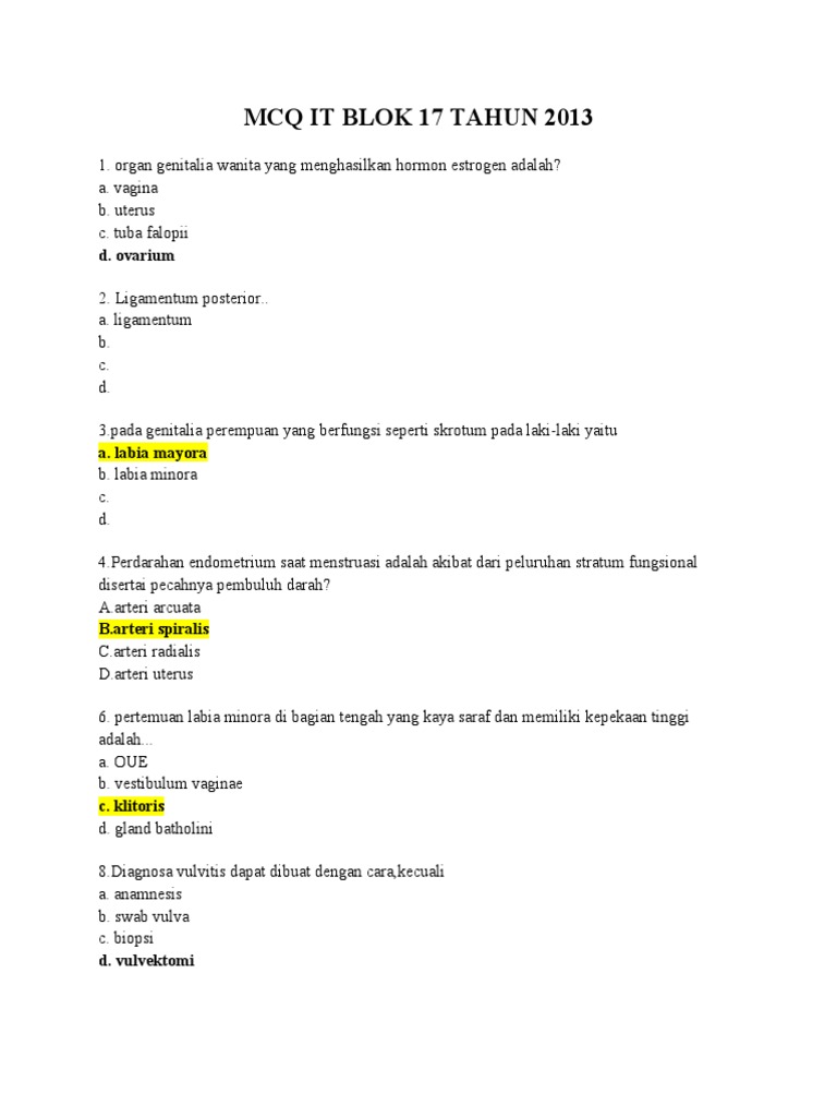 Kumpulan Soal Obstetri Ginekologi