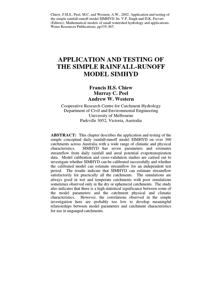 SIMHYD Model Application and Testing | PDF | Drainage Basin ...