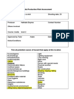 Media Production Risk Assessment