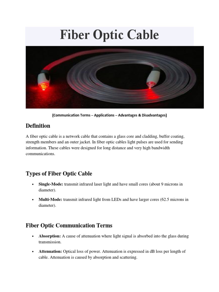 Fiber Optic Cable Optical Fiber Attenuation
