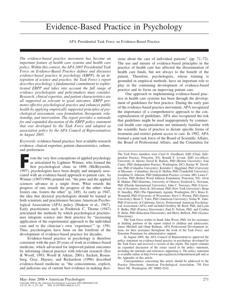 Evidence Based Practive 2006 | PDF | Evidence Based Practice | Evidence ...