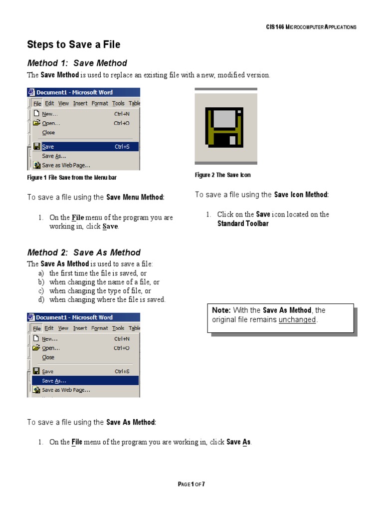 Steps to Save a File | Computer File | Microsoft Windows