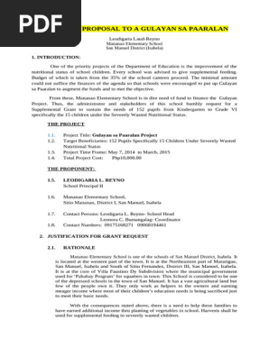 A Gulayan Sa Paaralan Project Proposal