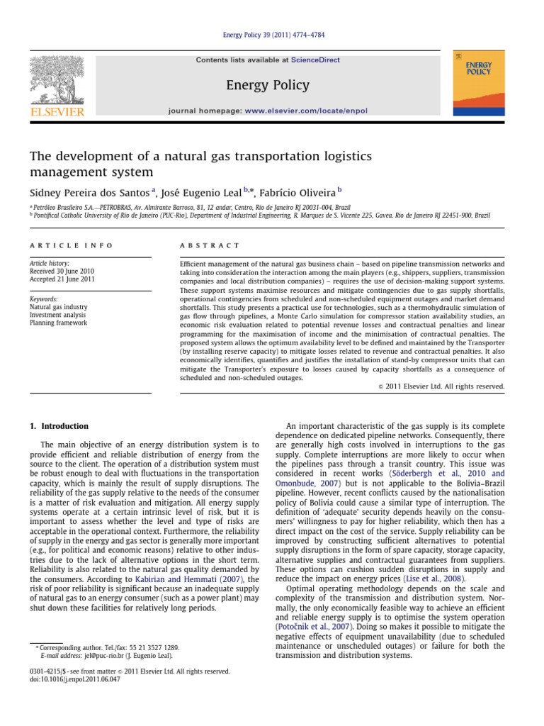 The Development of A Natural Gas Transportation Logistics | PDF | Net ...