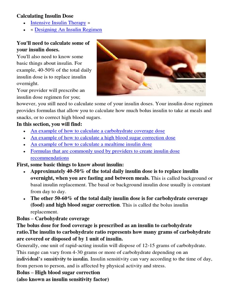 Insulin Dose Calculation Worksheet