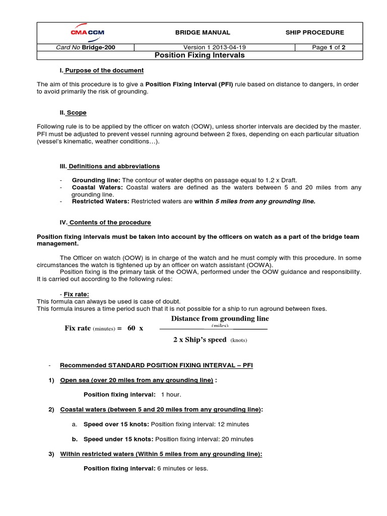 Position Fixing Intervals Guide | PDF | Ships | Navigation