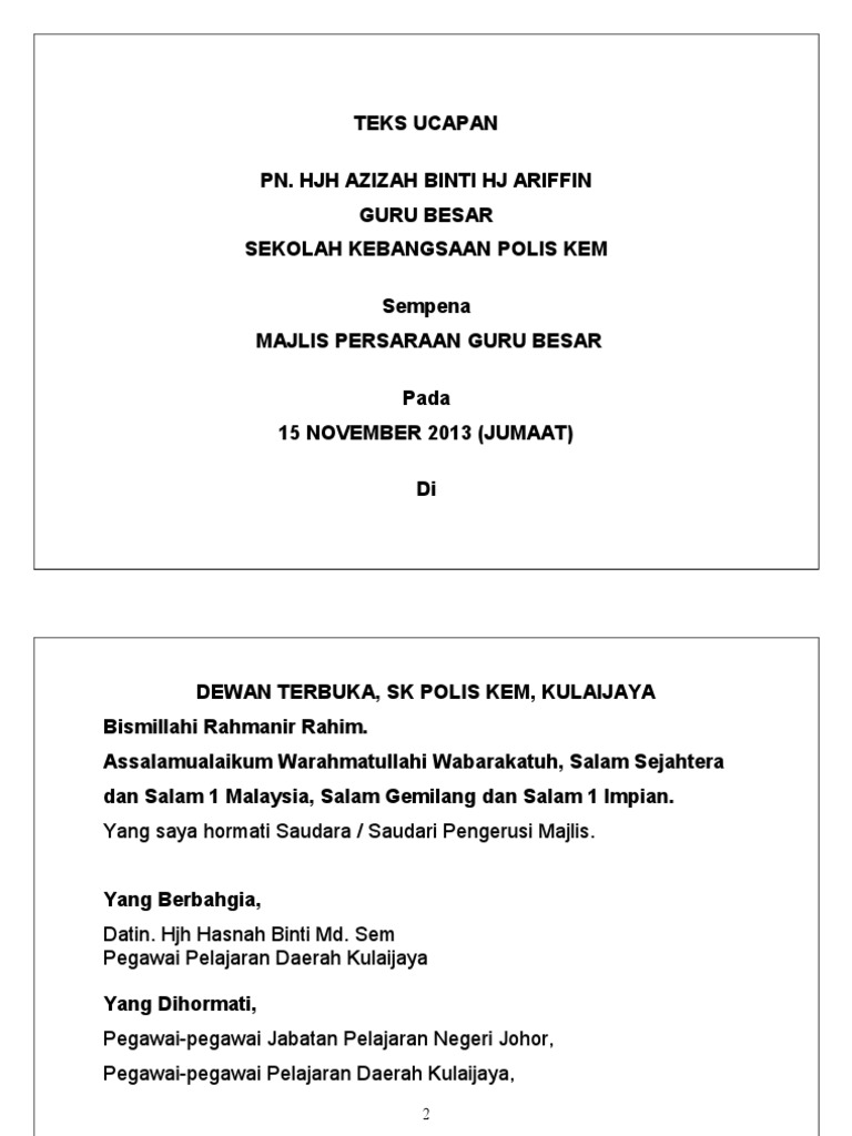Teks Ucapan Jpn Majlis Persaraan Guru Besar