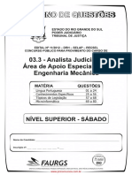 Prova Analista Judiciario Area de Apoio Espec Engenharia Mecanica 80q