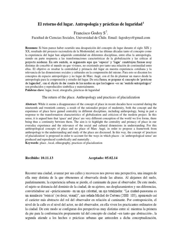 2014 - El Retorno Del Lugar. Antropología y Prácticas de Lugaridad ...