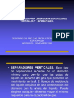 Metodo de Arnold para Dimensionar Separadores Verticales y