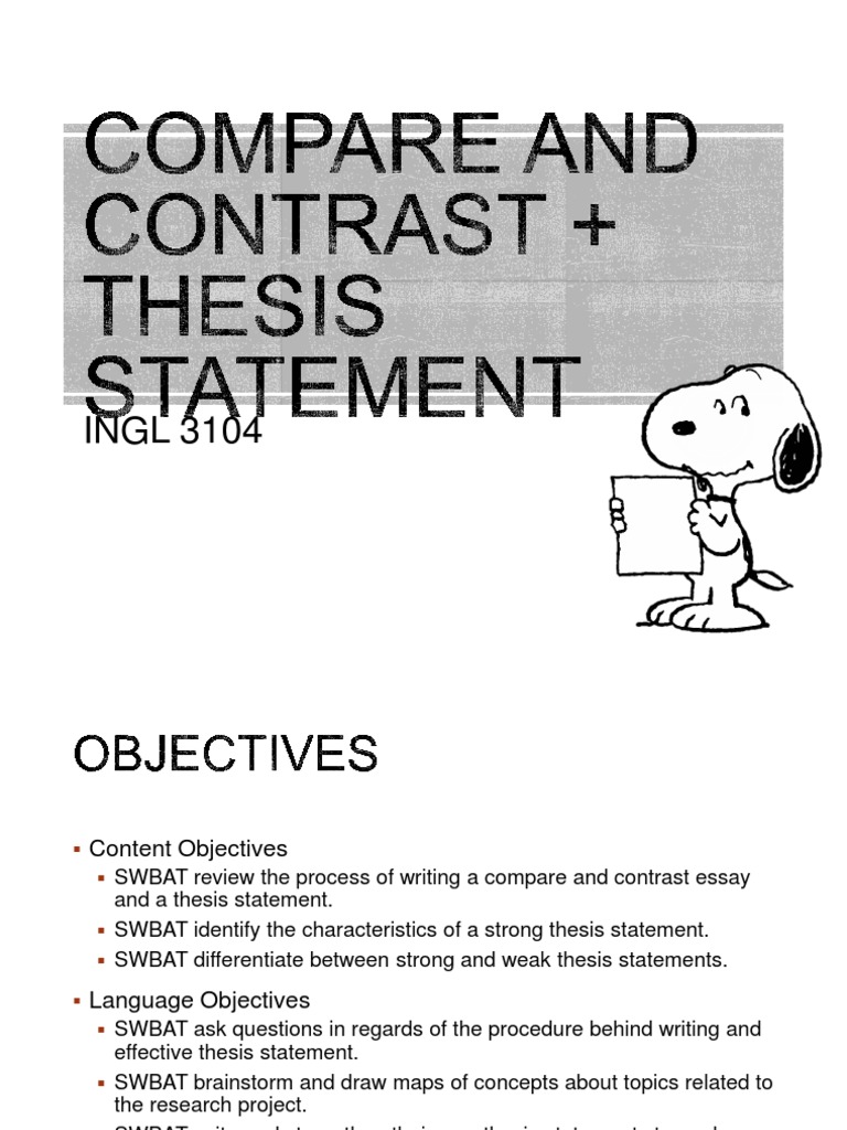 sample of compare and contrast essay with thesis statement
